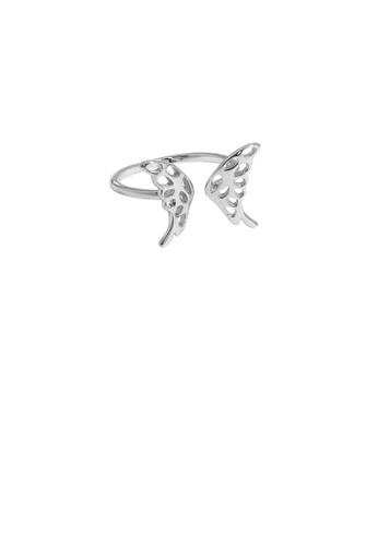 Glamorousky silver 925 Sterling Silver Fashion and Elegant Butterfly Geometric Adjustable Opening Ring BC022ACE33D269GS_1