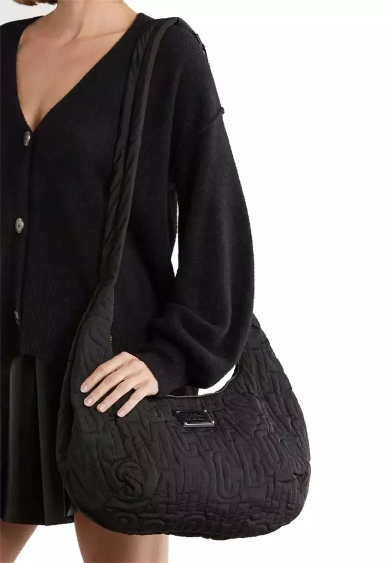 LARGE Jumbled Logo Workwear Nylon Shoulder Bag Black 4R4HCR001H02