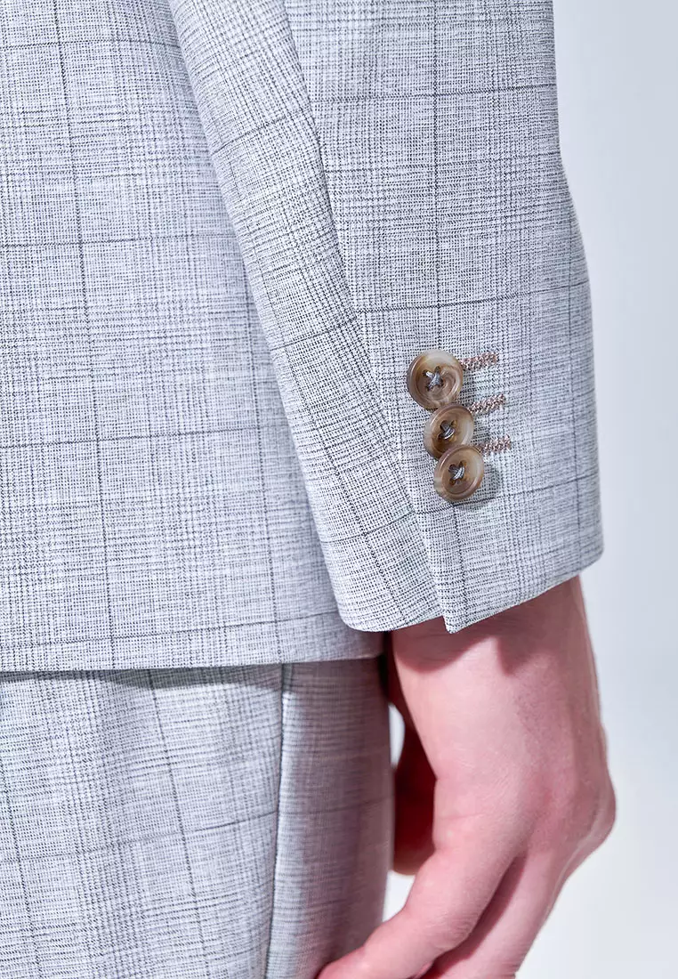 Light Grey Check Slim Suit