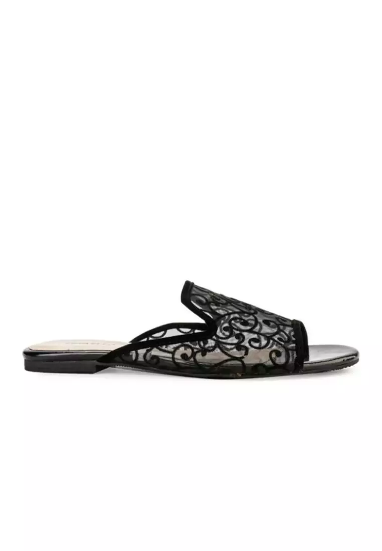 Karrie Sandal wanita Flat Slip On - Black