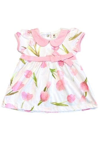 Toffyhouse white and pink Toffyhouse Tulip Garden Cotton Dress 9EF0DKAD7454D5GS_1