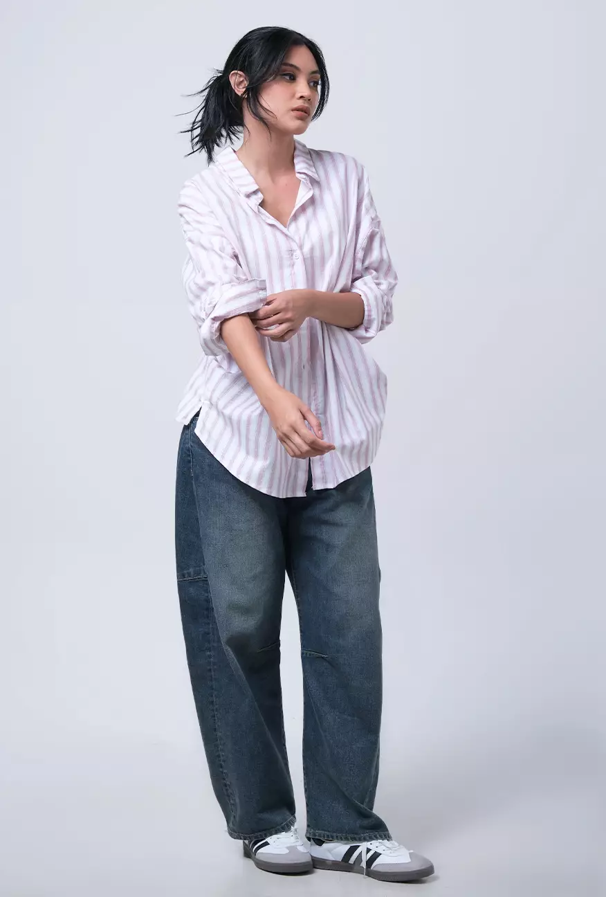 Kemeja Wanita Pinka Pink White