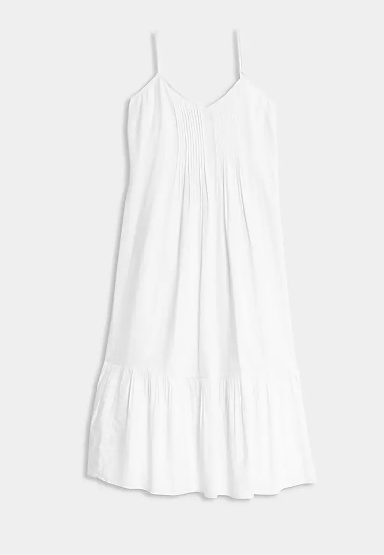 Linen Rich V-Neck Strappy Midaxi Dress