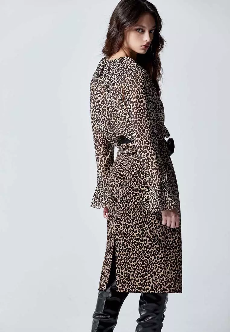 Leopard Print Ruffle Detail Top