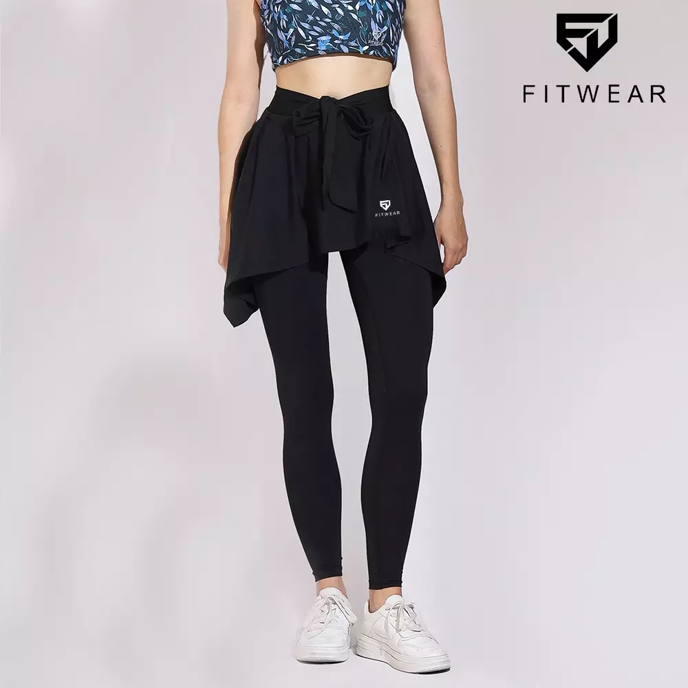 Fitwear - Rok + Legging Olahraga Dryfit Wanita NAYLA TIE - BLACK