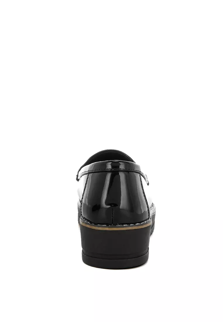 黑色流蘇細節厚底樂福鞋