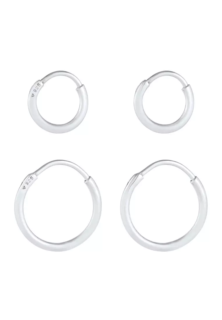 EXCLUSIVE Anting Perhiasan Perak 925 Pria Hoop Set Duo