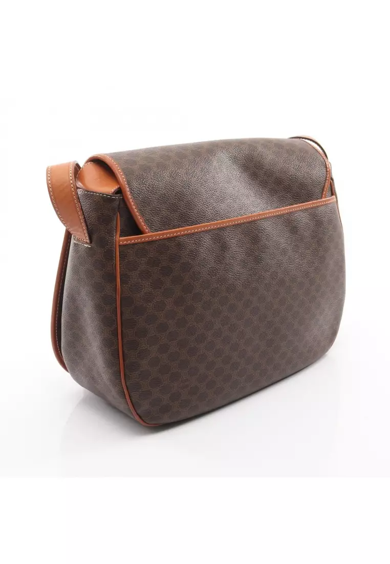 Pre-Loved Celine Macadam Shoulder bag PVC leather Dark brown Brown