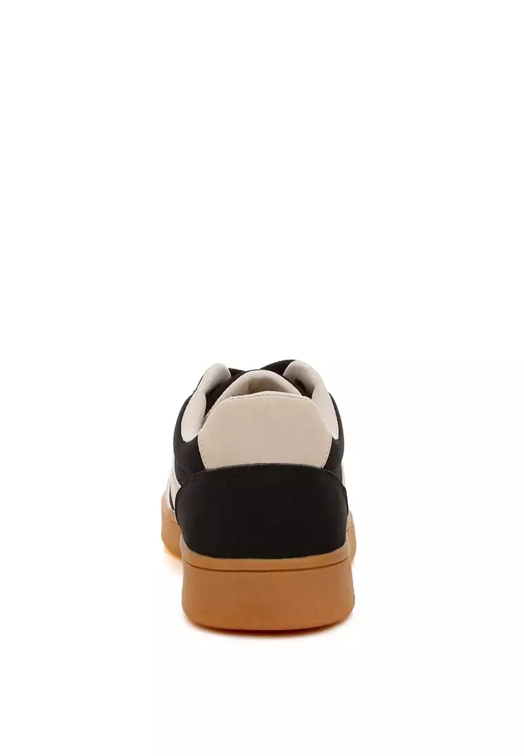 Contrasting Patchwork Chunky Sneakers in Black