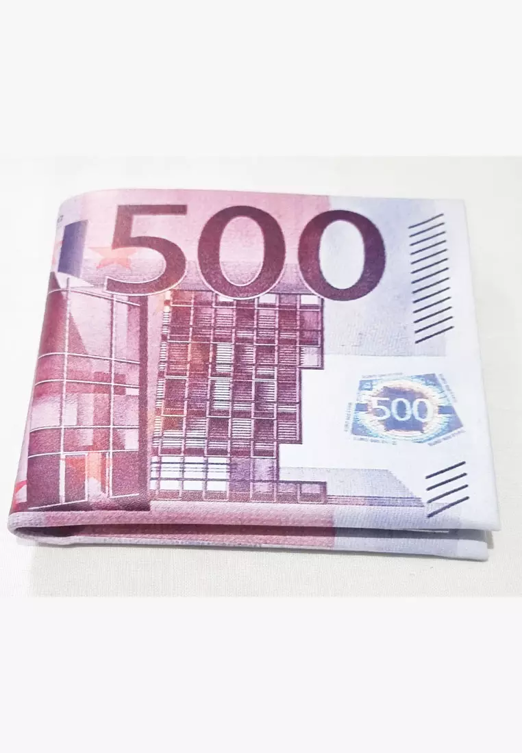 Dompet Kulit Vegan Wallet Currency Euro 500 Pink