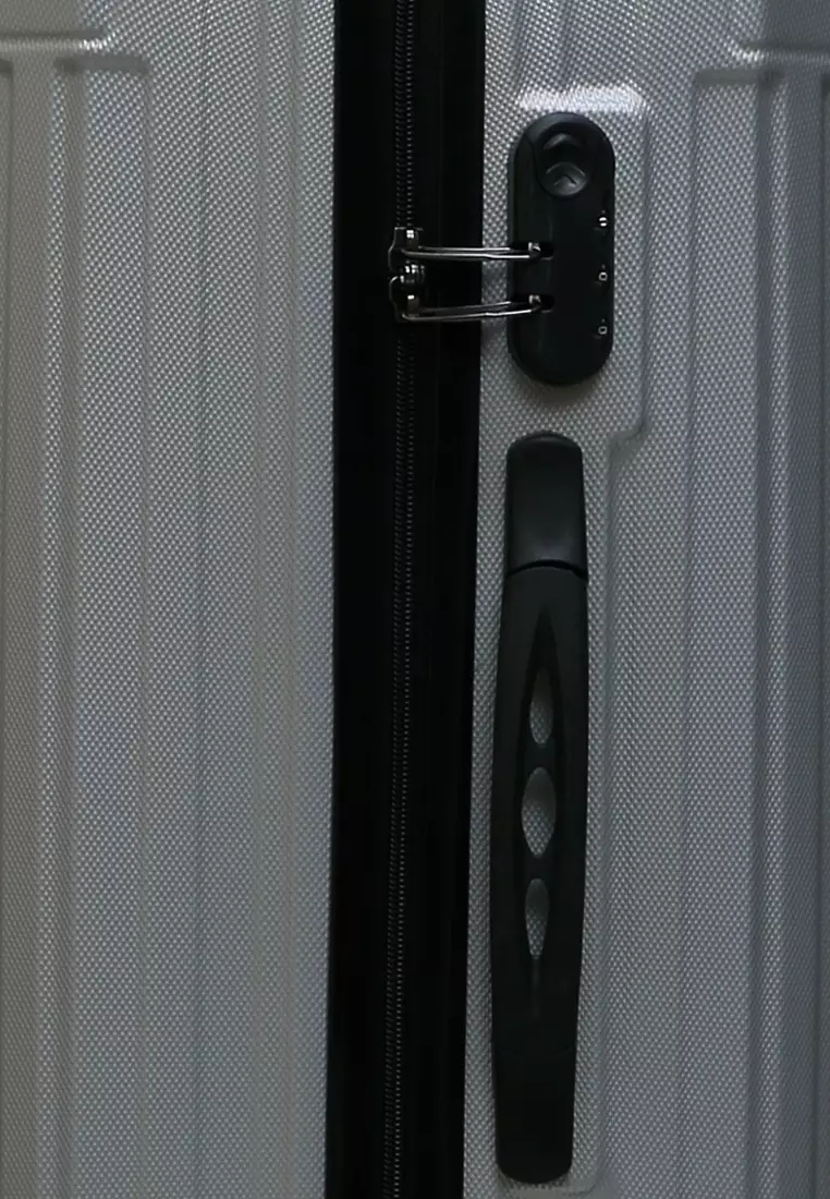 Isvara Tas Koper Hardcase Unisex One Set Suitcase Number Code Combination Lock Large Compartment Material ABS+PVC Coated ORIGINAL - Gray