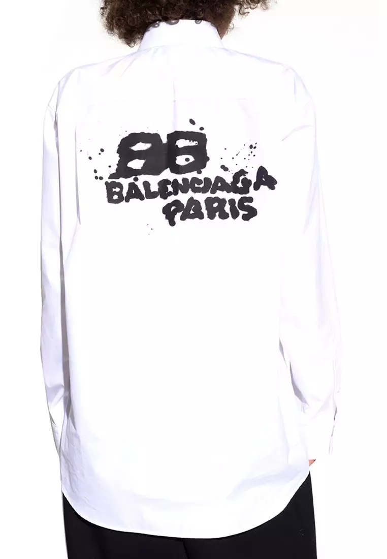 Jual BALENCIAGA Balenciaga Hand Drawn BB Icon Shirt in White