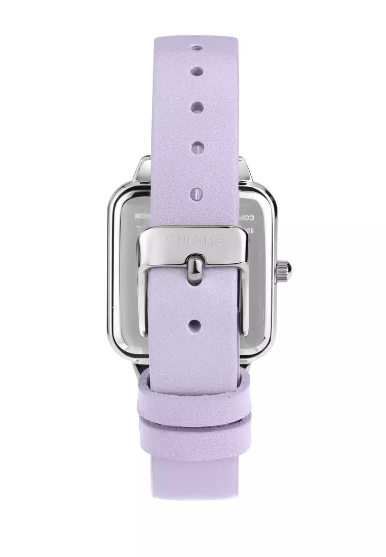[Sustainable Watch] Oui & Me Harmonie 36.2x27.5mm Rectangular Case Women's Purple Leather Strap Quartz Watch ME010386