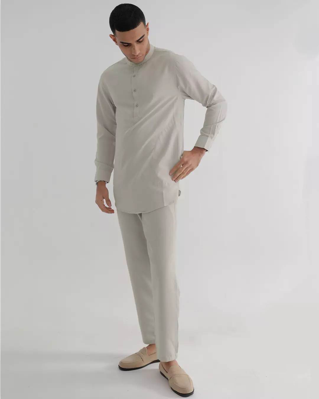 OXCON Kemeja Setelan Koko Kurta Moslem Wear Cream