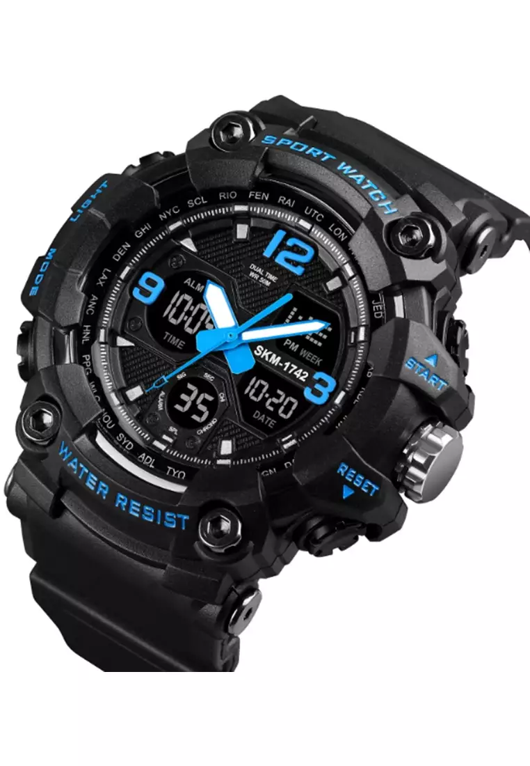 Jam Tangan Digital Pria Waterproof Many Function Strap Tali Material PU Silicone BY33 ORIGINAL