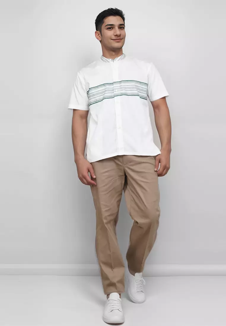 Crocodile KOKO Katun | Lengan Pendek Corak Kontemporer Kemeja | Relax Fit 1161