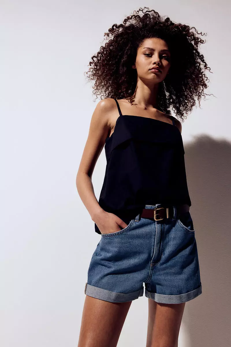 High-waisted denim shorts