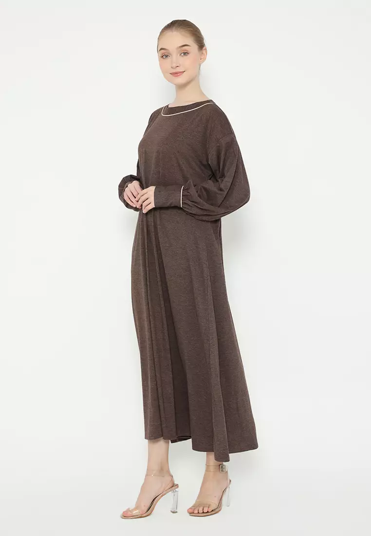 Qamaria Midi Dress Brown