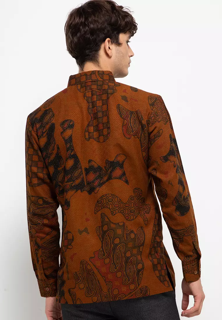 Jual Batik Kedu Kemeja Batik Premium Doby Kks Coklat A Lengan Panjang Original Zalora