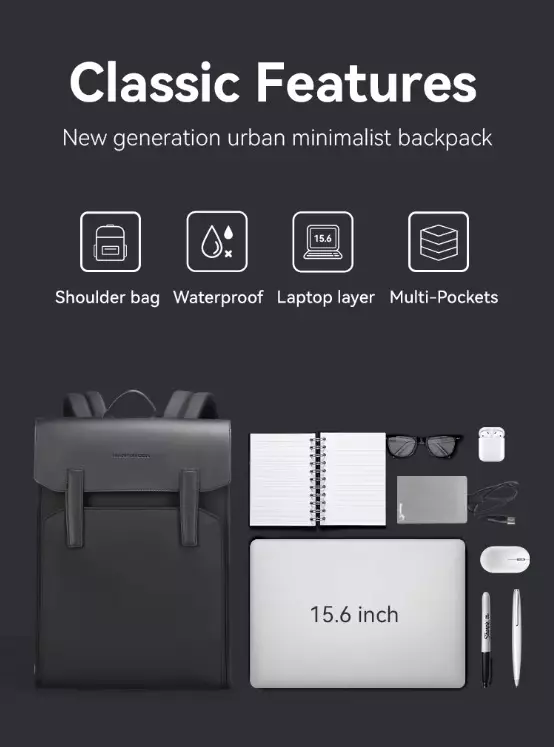 Mark Ryden MR6602 Tas Ransel Backpack Laptop pria 15.6 Inch - BLACK