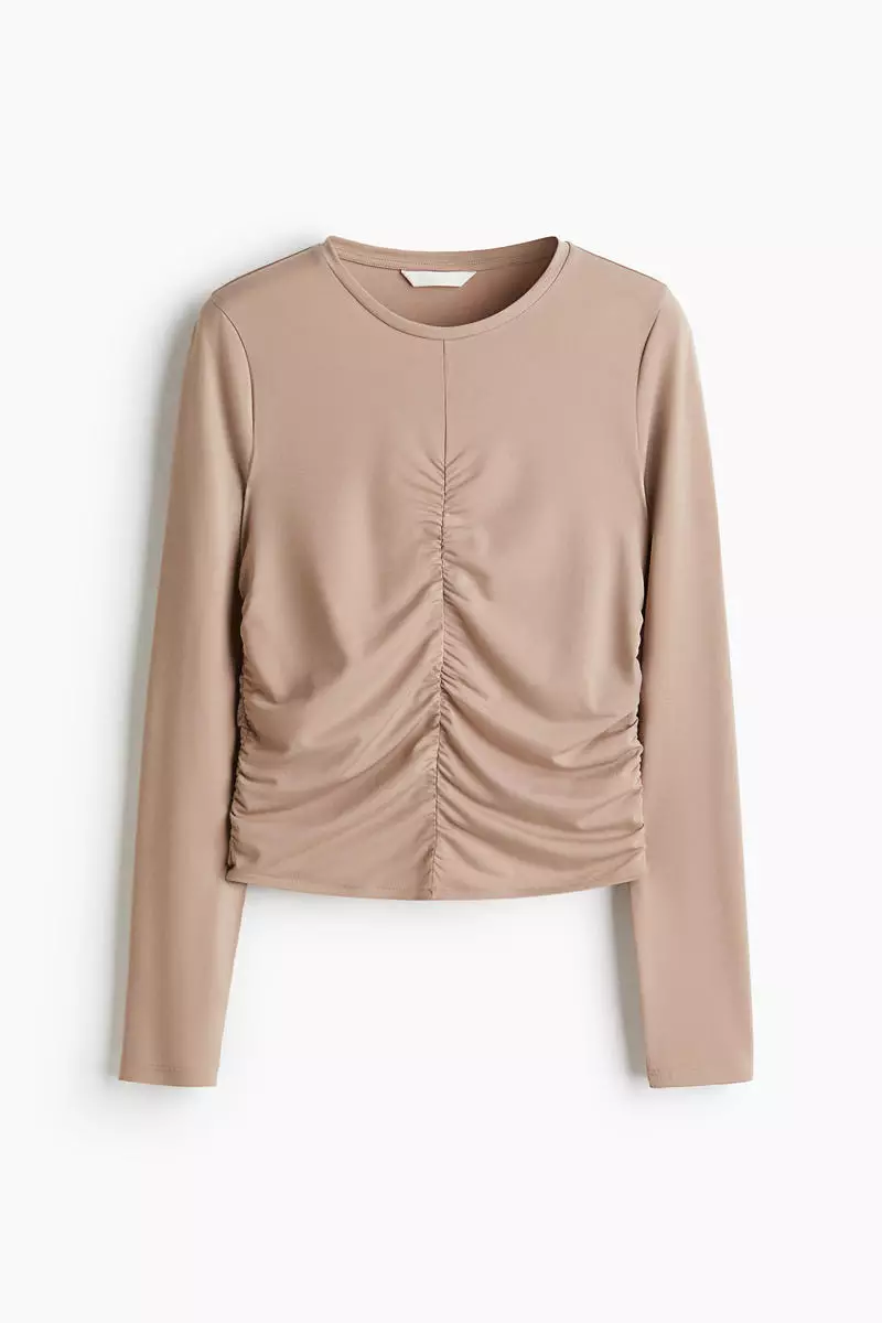 Draped long-sleeved top