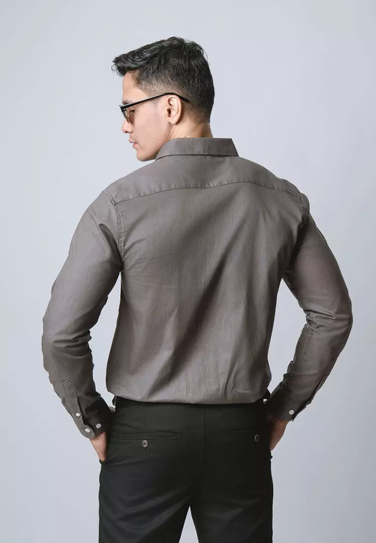 Medium Grey Rami Linen Shirt LS