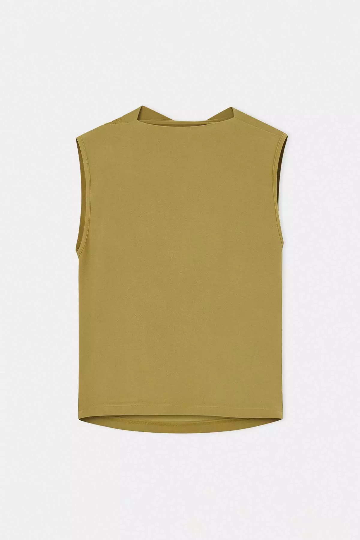 Green Mock Neck Ruched Detail Sleeveless Knitted Large Size Blouse Tbbss26Af00065