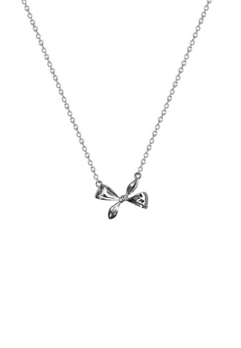 ZITIQUE silver Women's Simple Bowknot Necklace - Silver C5ADEAC029C890GS_1