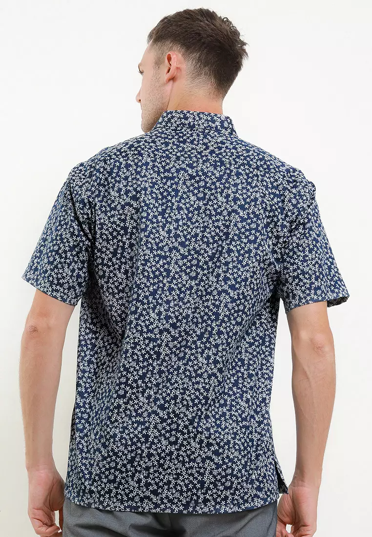 Crocodile KOAL 0884 Blue - Men Shirt Kemeja Lengan Pendek - Relax Fit - Katun