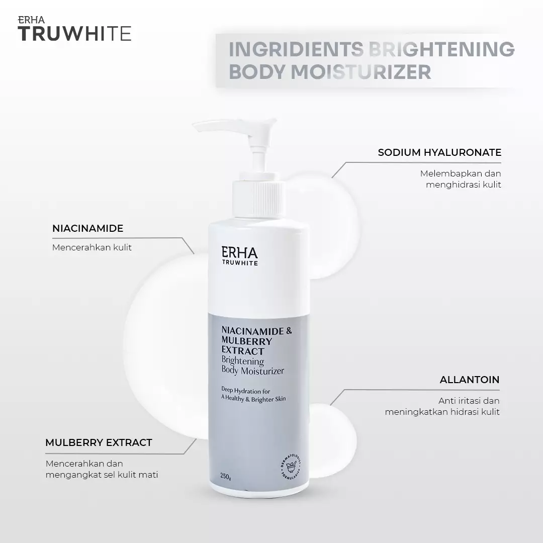 ERHA Truwhite Niacinamide & Mulberry Extract Brightening Body Moisturizer 250G - Pencerah Badan