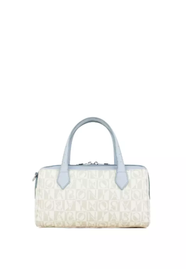 Bonia White/Light Blue Simona Monogram Crossbody Bag