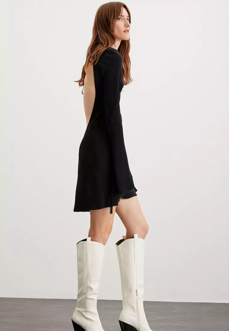 Brandy Woven Waist Open Back Open Flare Sleeve Moroccan Midi Dress