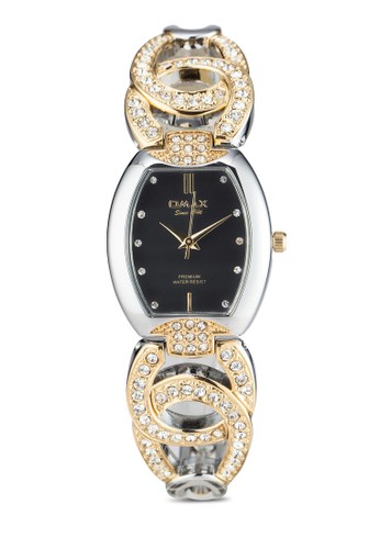 Omax OAB20esprit china8SG 鑲鑽雙色鏤空鍊錶, 錶類, 不銹鋼錶帶