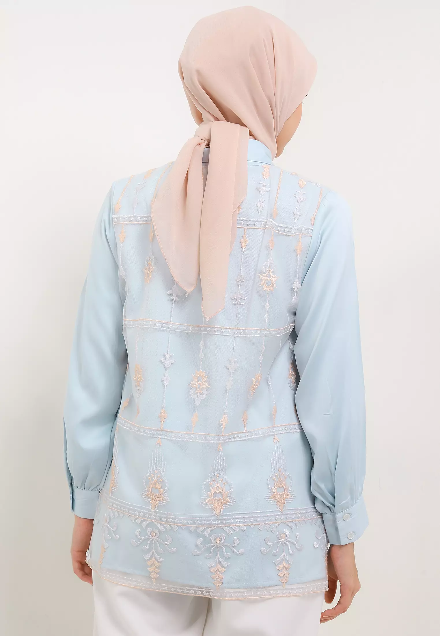 MFMW Givillia Atasan Blouse Brukat Blue