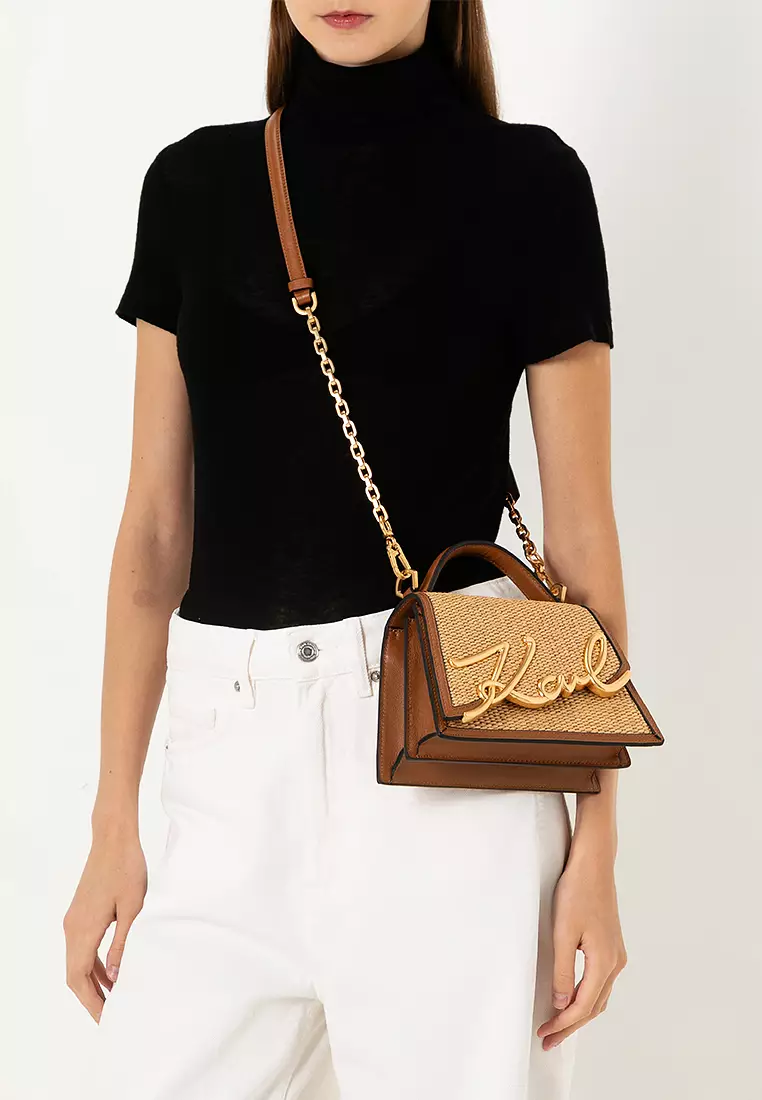 KARL LAGERFELD K/SIGNATURE 2.0 SM CB RAFFIA ハンドバッグ KARL LAGERFELD K/SIGNATURE 2.0 SM CB RAFFIA | Cream Women's