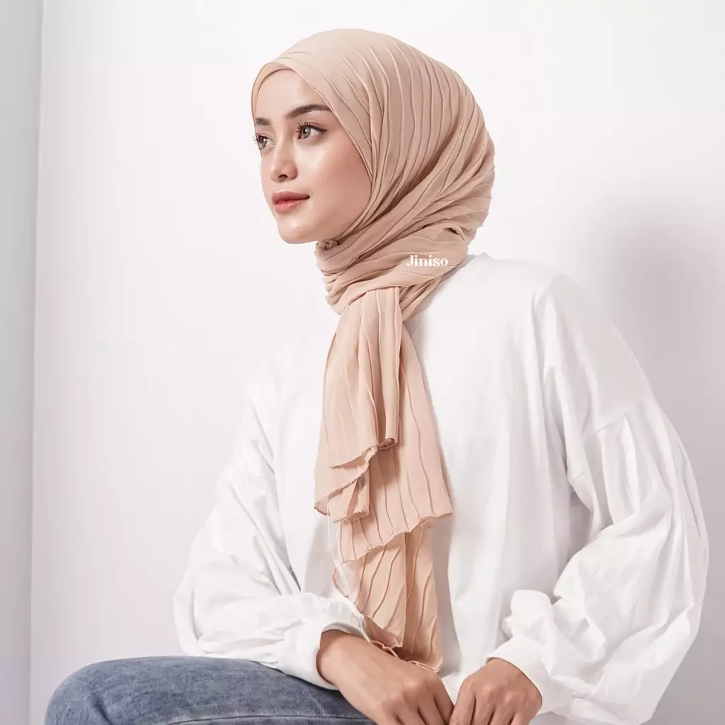 AURA Active Hijab Pashmina Full Plisket Wave