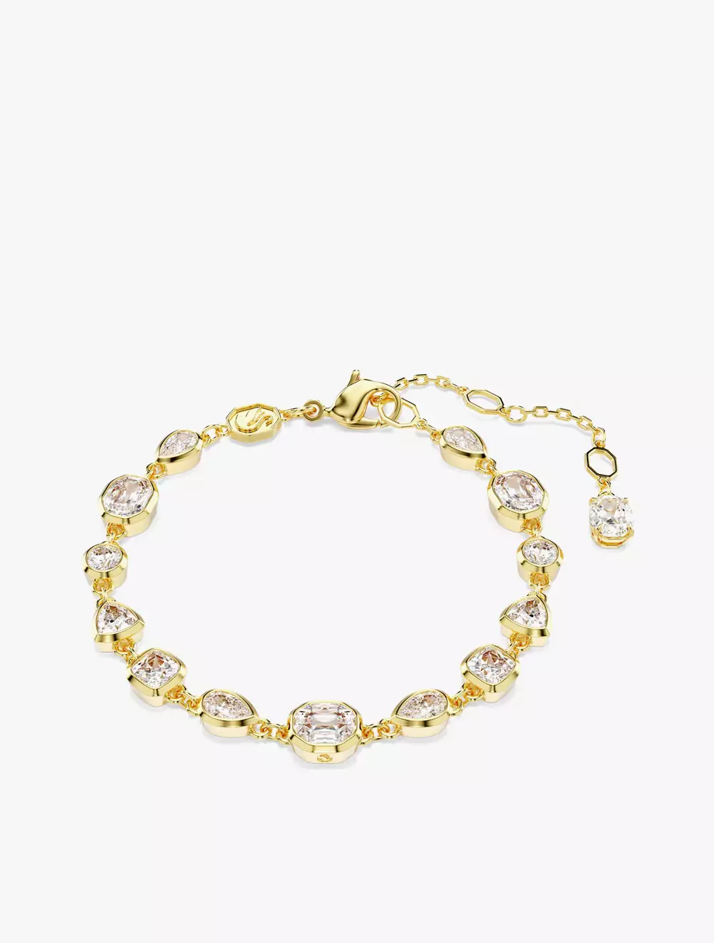 Imber Tennis bracelet, Mixed cuts, White, Gold-tone plated - M - WHITE