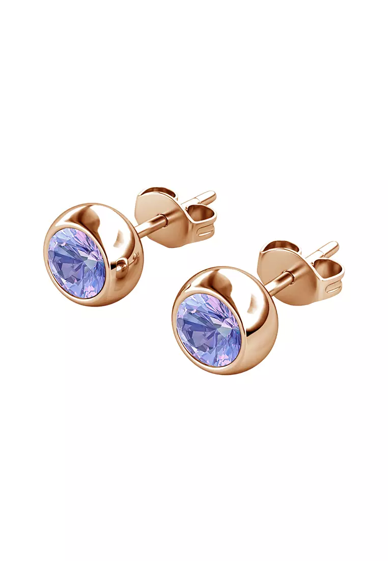 Birth Stone Moon Earring June Tanzanite RG - Anting Crystal Swarovski by Her Jewellery