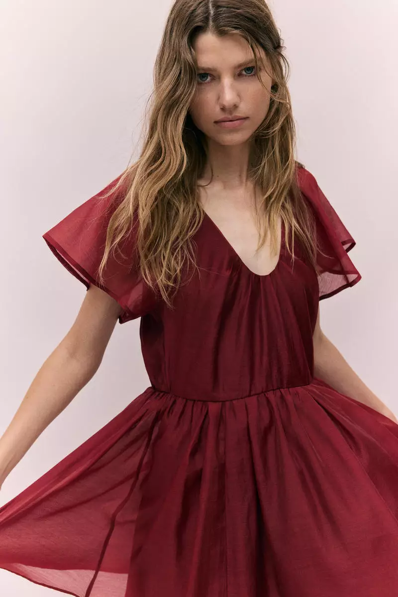 Butterfly-sleeved dress
