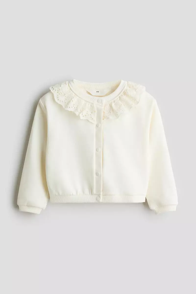 Collared sweatshirt cardigan