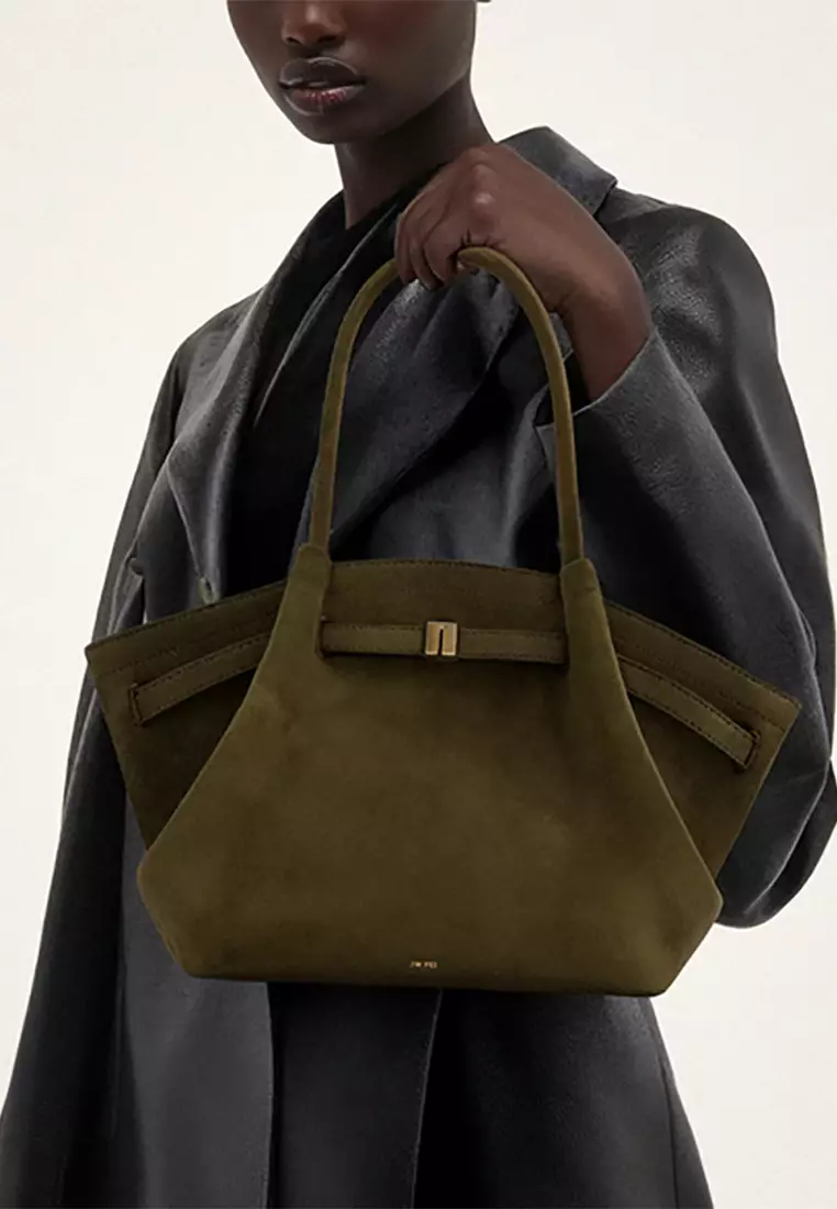 Hana Medium Faux Suede Tote Bag - Olive