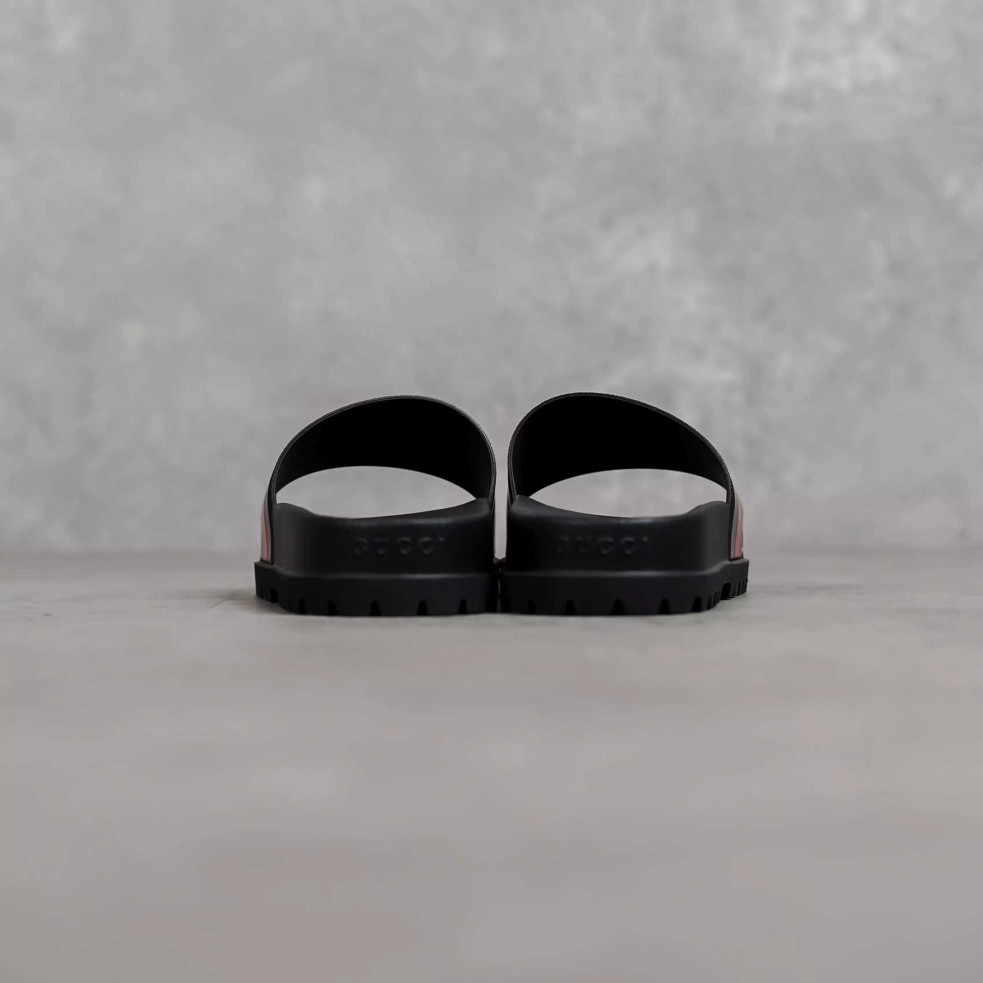 Sandal GUCCI OG STRIPE RED GREEN BLACK NEW RUBBER SLIDE 100% ORIGINAL