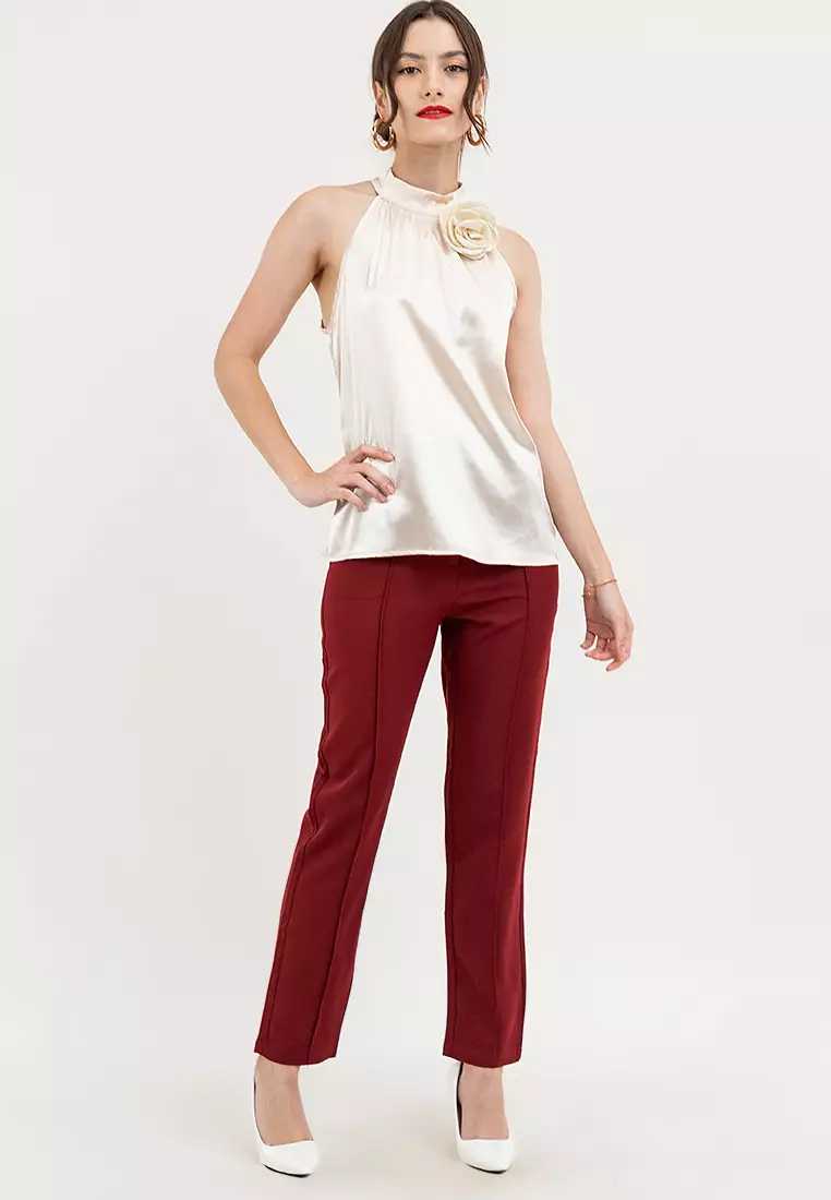 Myrose Satin Halter Blouse
