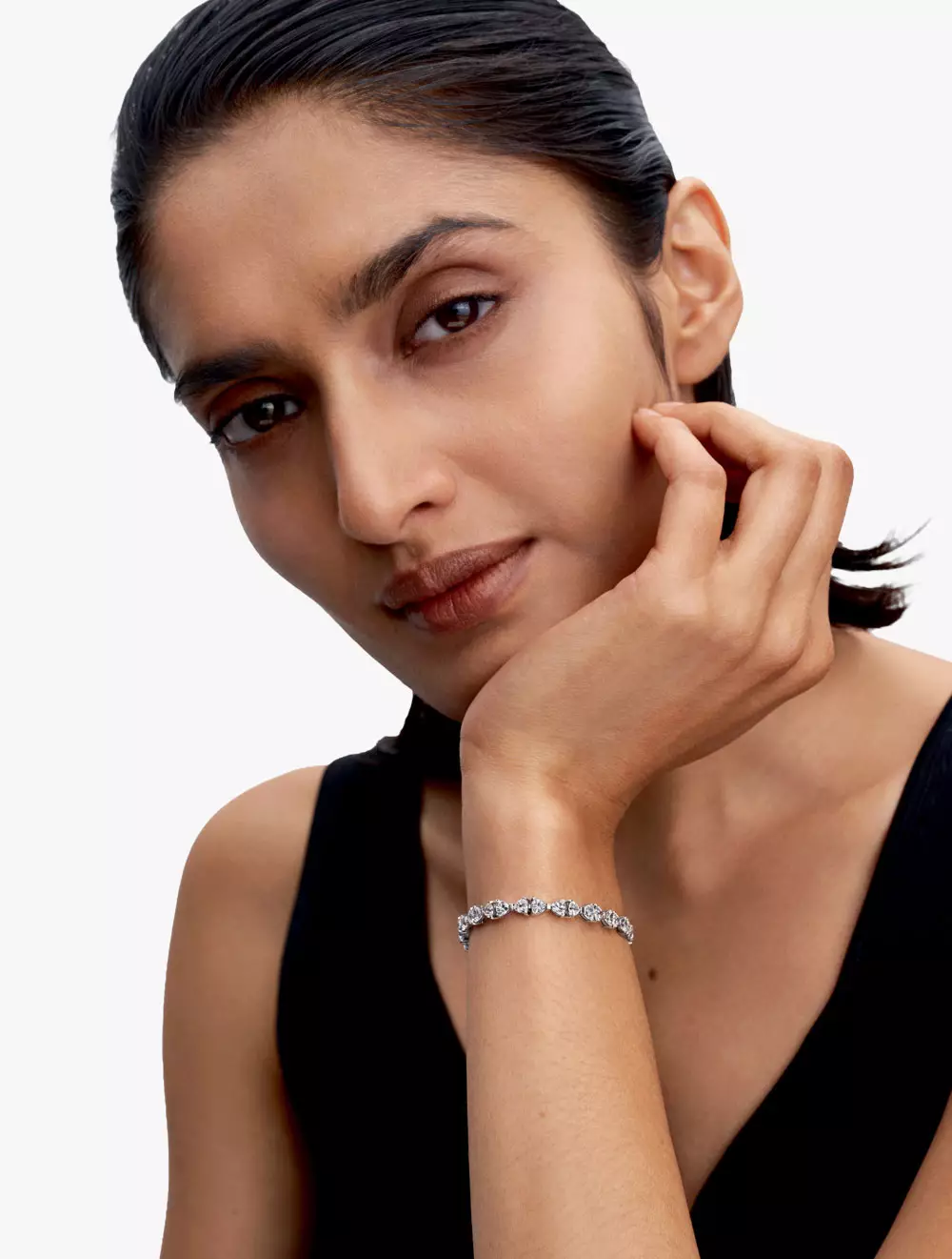 Bow Sterling Silver Bracelet with Clear Cubic Zirconia - 18