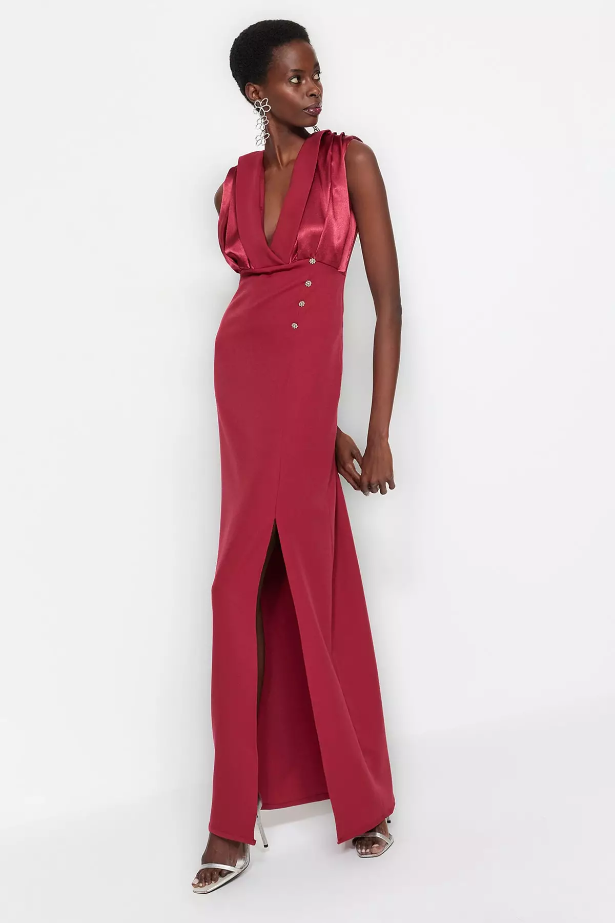 Red satin debs dress sale