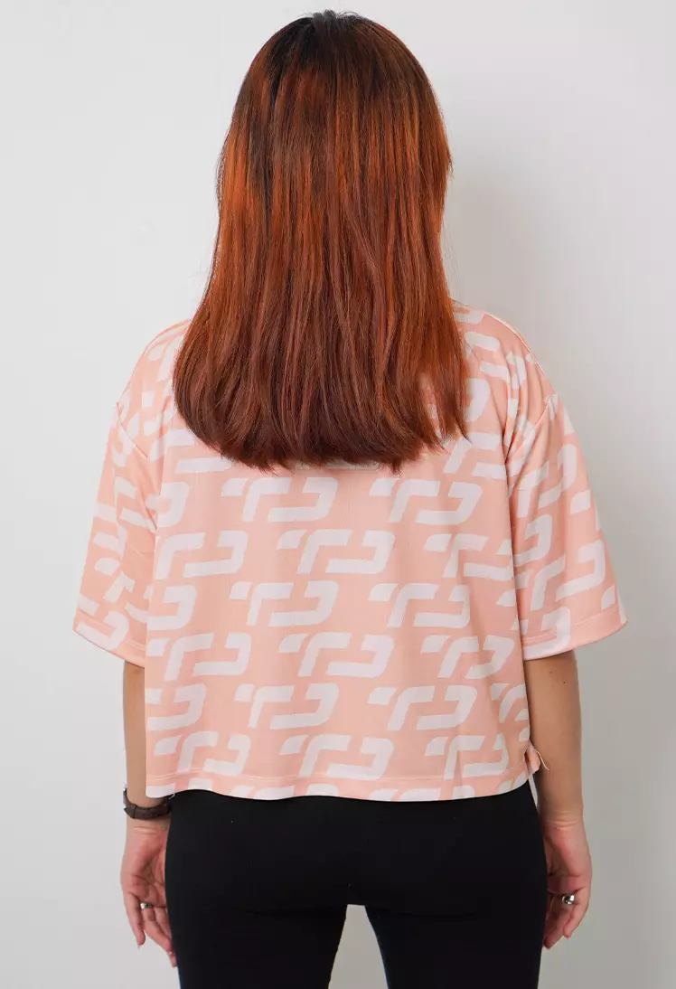 LSB38 baju olahraga wanita crop top oversize big size dry fit gym aerobic zumba poundfit senam peach