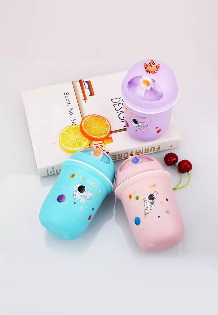 Wakakids Botol Minum Kaca Anak Food Grade Minimalis 350ml Motif Astronot Crown Venrz Ungu