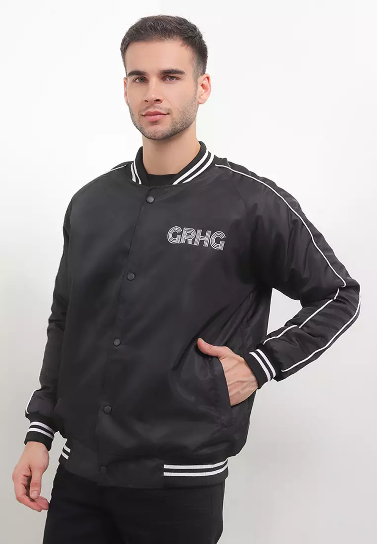 GRAHANGGRA Jaket Bomber Varsity Haycle - Black