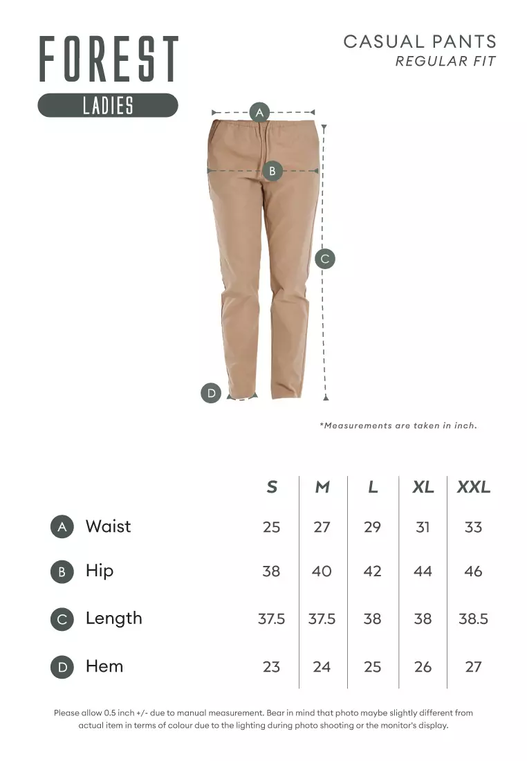 Forest Ladies Plain Elastic Waist Long Pants Women Casual Pants | Seluar Panjang Perempuan - 810503-13Khaki