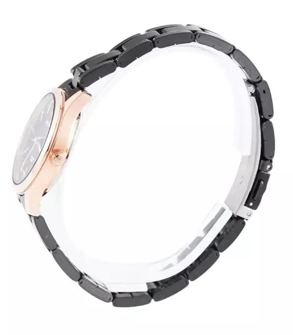 Jam Tangan Wanita Alba Prestige ARX024 ARX024X1 Strap Stainless Steel Black Color Black Dial Rose Gold Ring Style Original Garansi Resmi